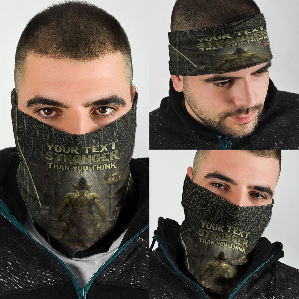 Personalized Muscular Goblin Weightlifting Neck Gaiter Pain For Growth Dark Fantasy Gym Graphic