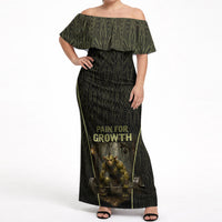 Personalized Muscular Goblin Weightlifting Off Shoulder Maxi Dress Pain For Growth Dark Fantasy Gym Graphic
