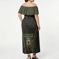 Personalized Muscular Goblin Weightlifting Off Shoulder Maxi Dress Pain For Growth Dark Fantasy Gym Graphic