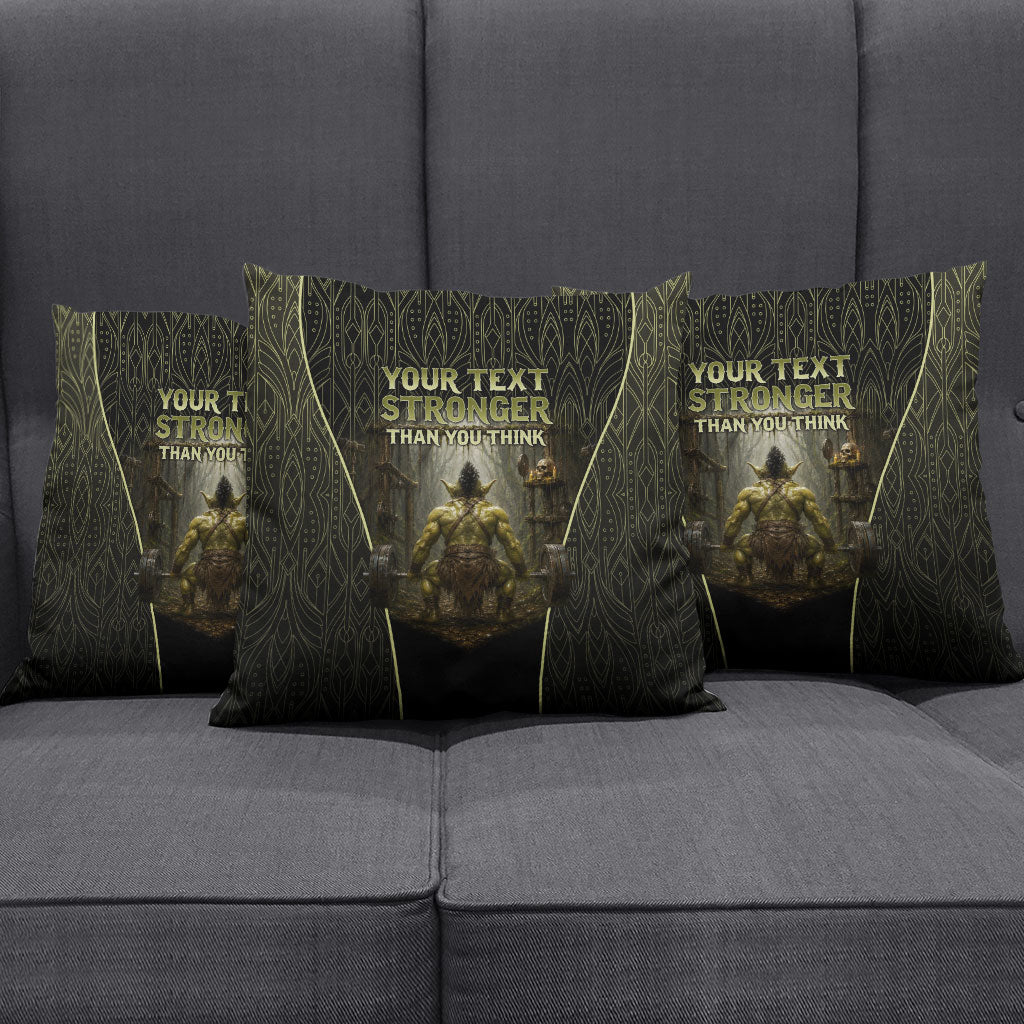 Personalized Muscular Goblin Weightlifting Pillow Cover Pain For Growth Dark Fantasy Gym Graphic