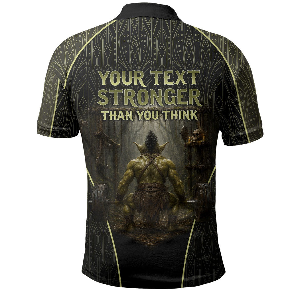 Personalized Muscular Goblin Weightlifting Polo Shirt Pain For Growth Dark Fantasy Gym Graphic