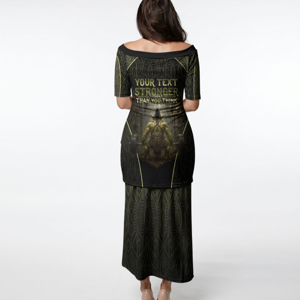 Personalized Muscular Goblin Weightlifting Puletasi Pain For Growth Dark Fantasy Gym Graphic