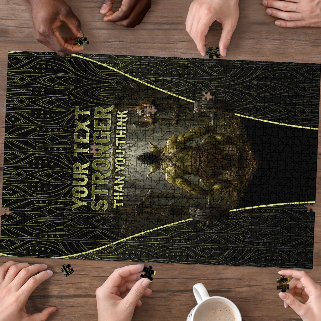 Personalized Muscular Goblin Weightlifting Puzzle Pain For Growth Dark Fantasy Gym Graphic