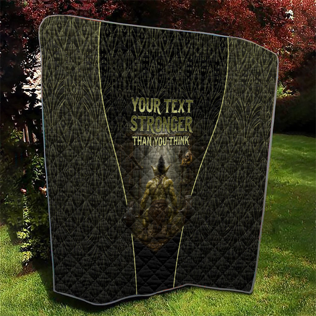 Personalized Muscular Goblin Weightlifting Quilt Pain For Growth Dark Fantasy Gym Graphic