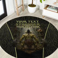 Personalized Muscular Goblin Weightlifting Round Carpet Pain For Growth Dark Fantasy Gym Graphic