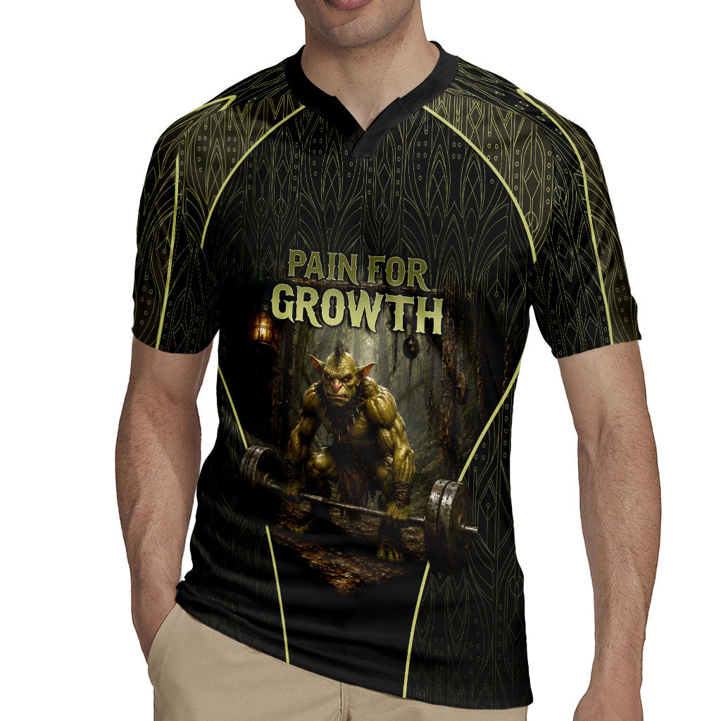 Personalized Muscular Goblin Weightlifting Rugby Jersey Pain For Growth Dark Fantasy Gym Graphic