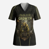 Personalized Muscular Goblin Weightlifting Scrub Top Pain For Growth Dark Fantasy Gym Graphic