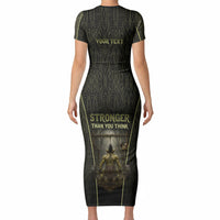 Personalized Muscular Goblin Weightlifting Short Sleeve Bodycon Dress Pain For Growth Dark Fantasy Gym Graphic
