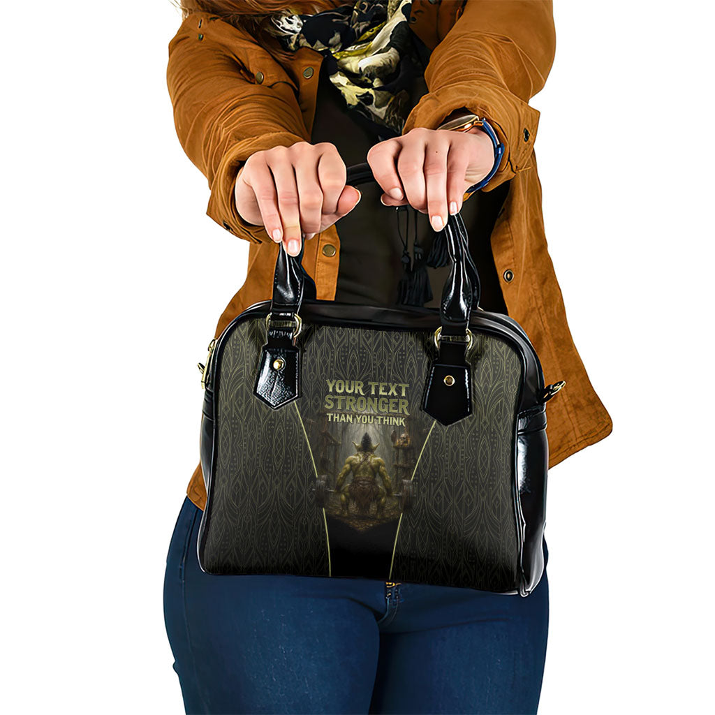 Personalized Muscular Goblin Weightlifting Shoulder Handbag Pain For Growth Dark Fantasy Gym Graphic