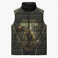 Personalized Muscular Goblin Weightlifting Sleeveless Puffer Jacket Pain For Growth Dark Fantasy Gym Graphic