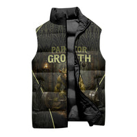 Personalized Muscular Goblin Weightlifting Sleeveless Puffer Jacket Pain For Growth Dark Fantasy Gym Graphic