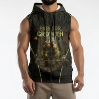 Personalized Muscular Goblin Weightlifting Sleeveless Zip Hoodie Pain For Growth Dark Fantasy Gym Graphic