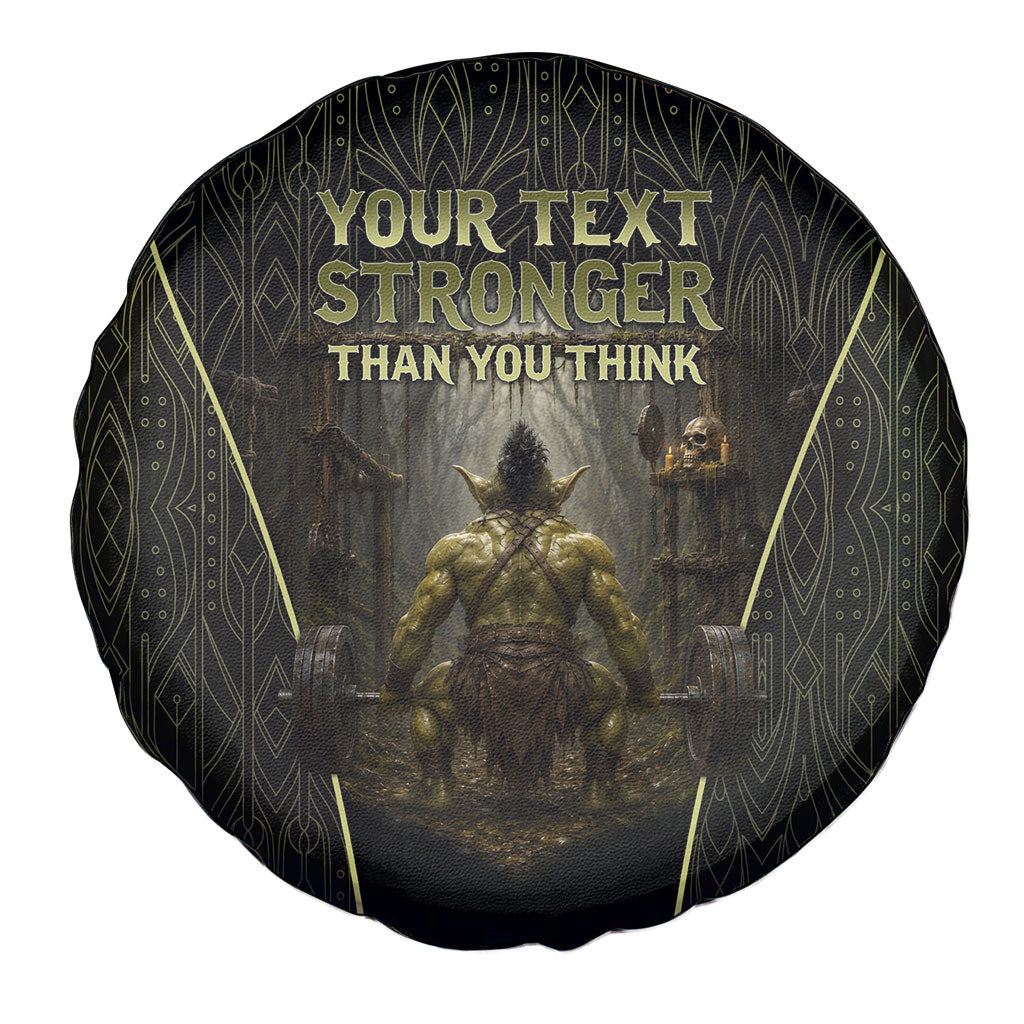 Personalized Muscular Goblin Weightlifting Spare Tire Cover Pain For Growth Dark Fantasy Gym Graphic