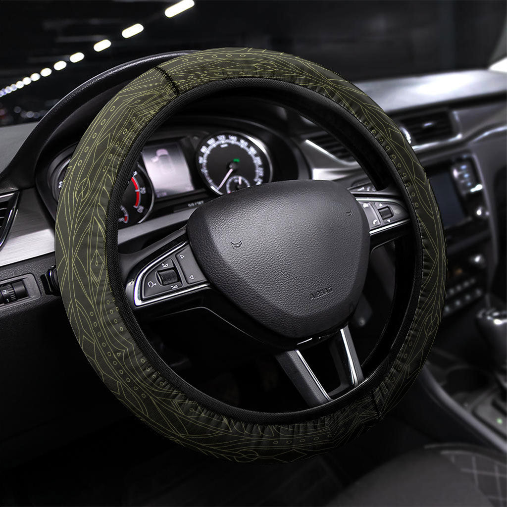 Muscular Goblin Weightlifting Steering Wheel Cover Pain For Growth Dark Fantasy Gym Graphic