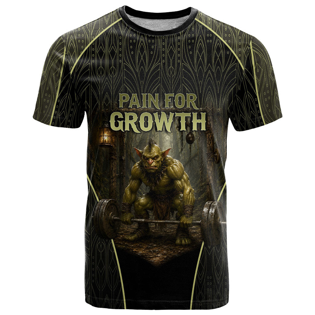 Personalized Muscular Goblin Weightlifting T Shirt Pain For Growth Dark Fantasy Gym Graphic