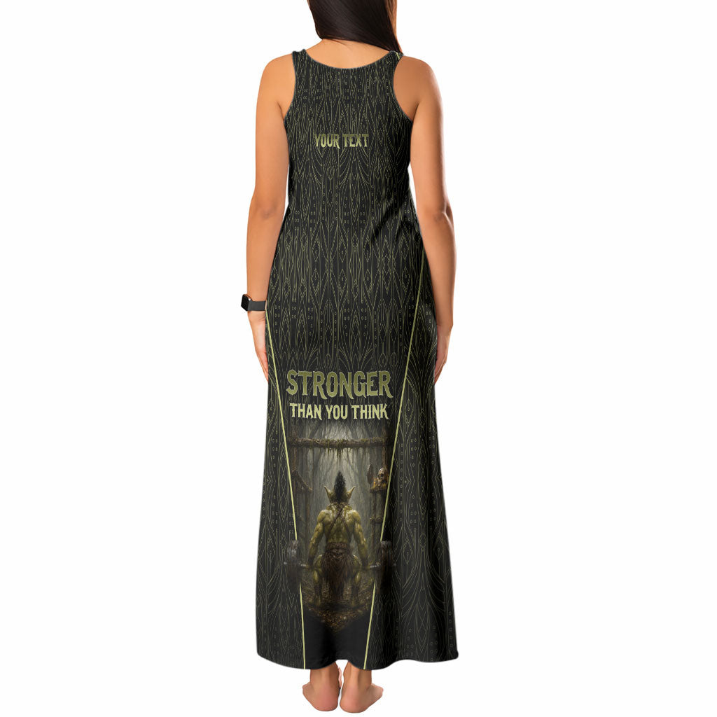 Personalized Muscular Goblin Weightlifting Tank Maxi Dress Pain For Growth Dark Fantasy Gym Graphic