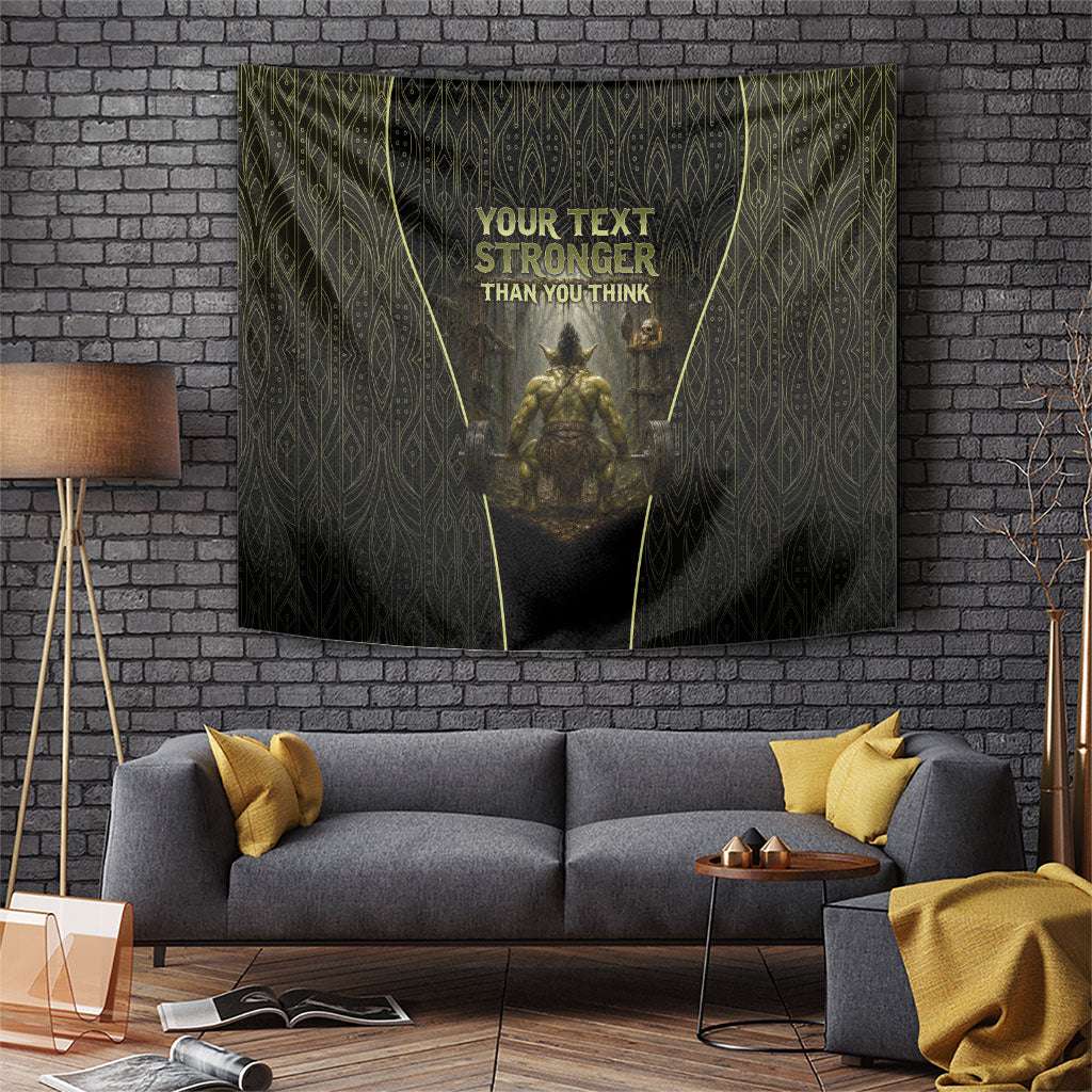 Personalized Muscular Goblin Weightlifting Tapestry Pain For Growth Dark Fantasy Gym Graphic