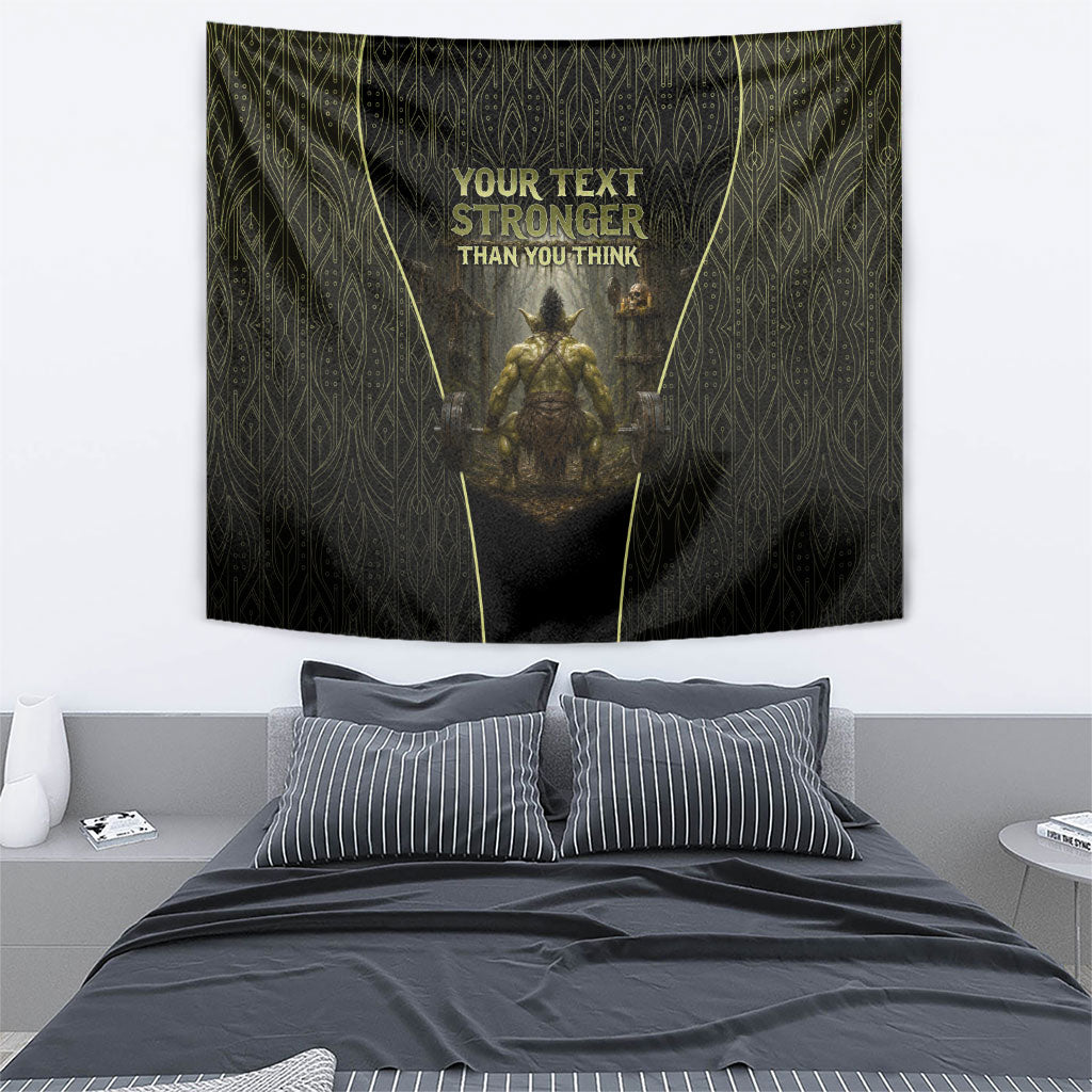 Personalized Muscular Goblin Weightlifting Tapestry Pain For Growth Dark Fantasy Gym Graphic