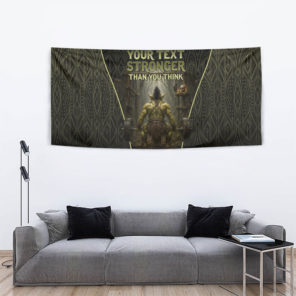 Personalized Muscular Goblin Weightlifting Tapestry Pain For Growth Dark Fantasy Gym Graphic