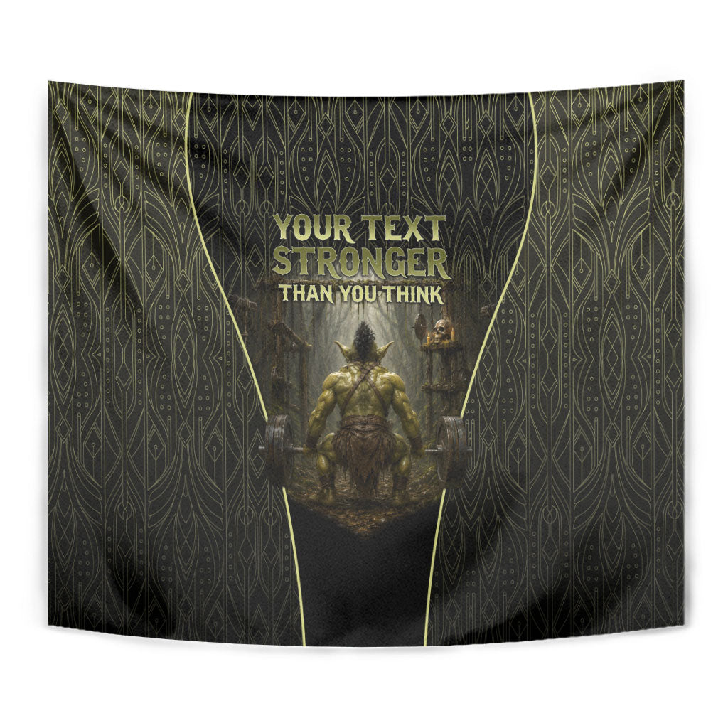 Personalized Muscular Goblin Weightlifting Tapestry Pain For Growth Dark Fantasy Gym Graphic