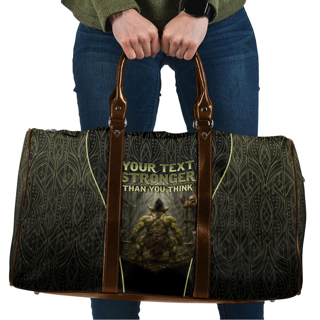 Personalized Muscular Goblin Weightlifting Travel Bag Pain For Growth Dark Fantasy Gym Graphic
