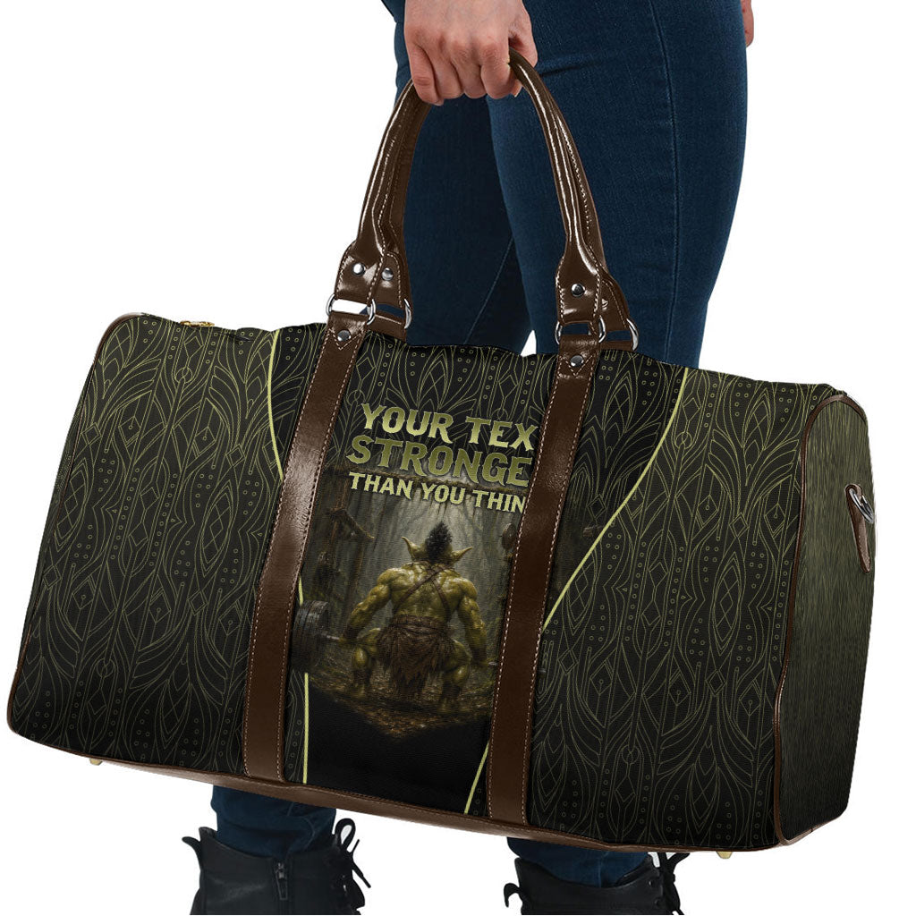 Personalized Muscular Goblin Weightlifting Travel Bag Pain For Growth Dark Fantasy Gym Graphic