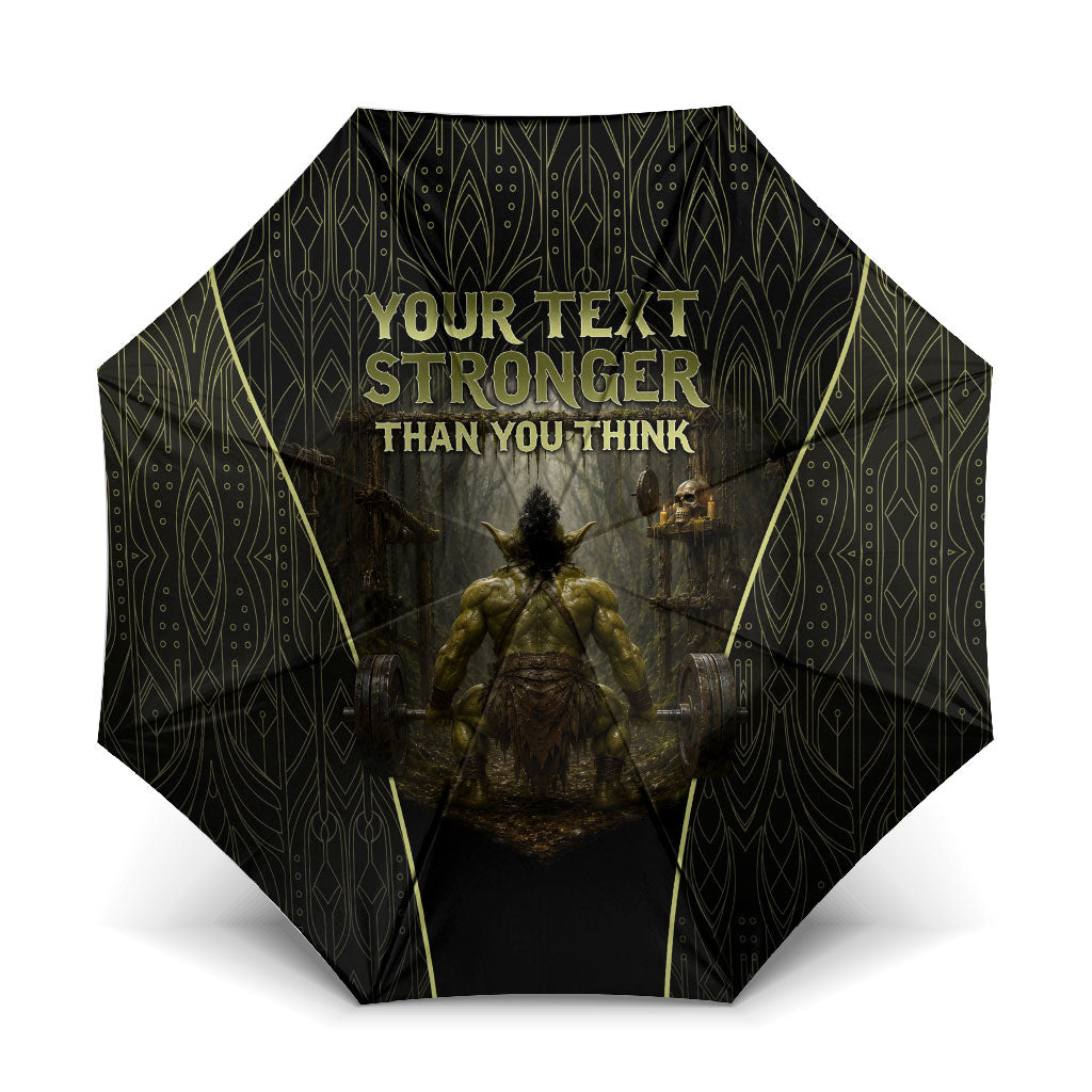 Personalized Muscular Goblin Weightlifting Umbrella Pain For Growth Dark Fantasy Gym Graphic