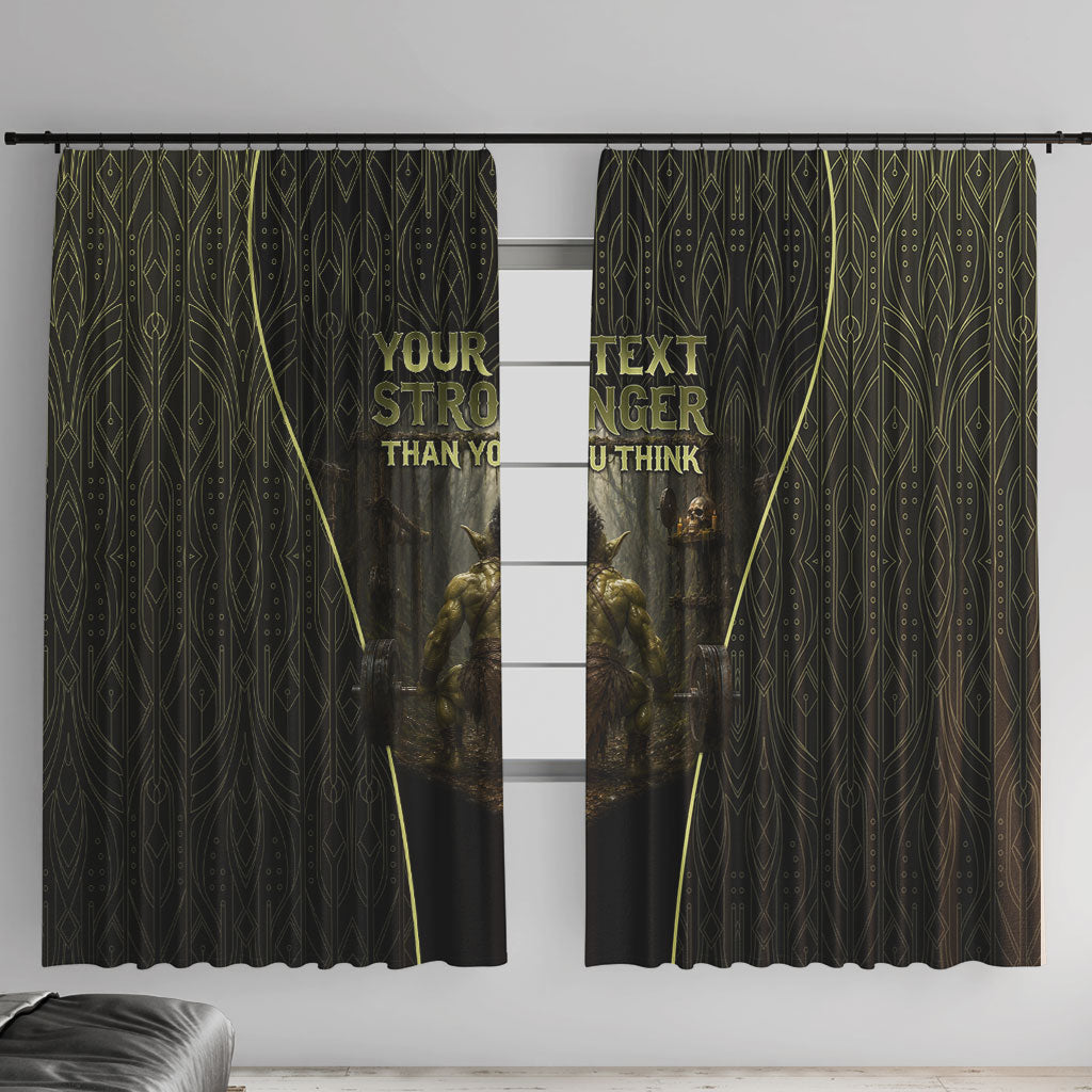 Personalized Muscular Goblin Weightlifting Window Curtain Pain For Growth Dark Fantasy Gym Graphic
