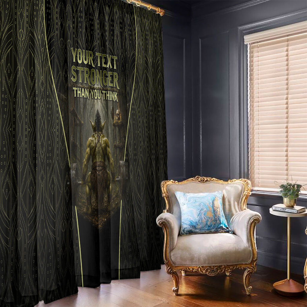 Personalized Muscular Goblin Weightlifting Window Curtain Pain For Growth Dark Fantasy Gym Graphic
