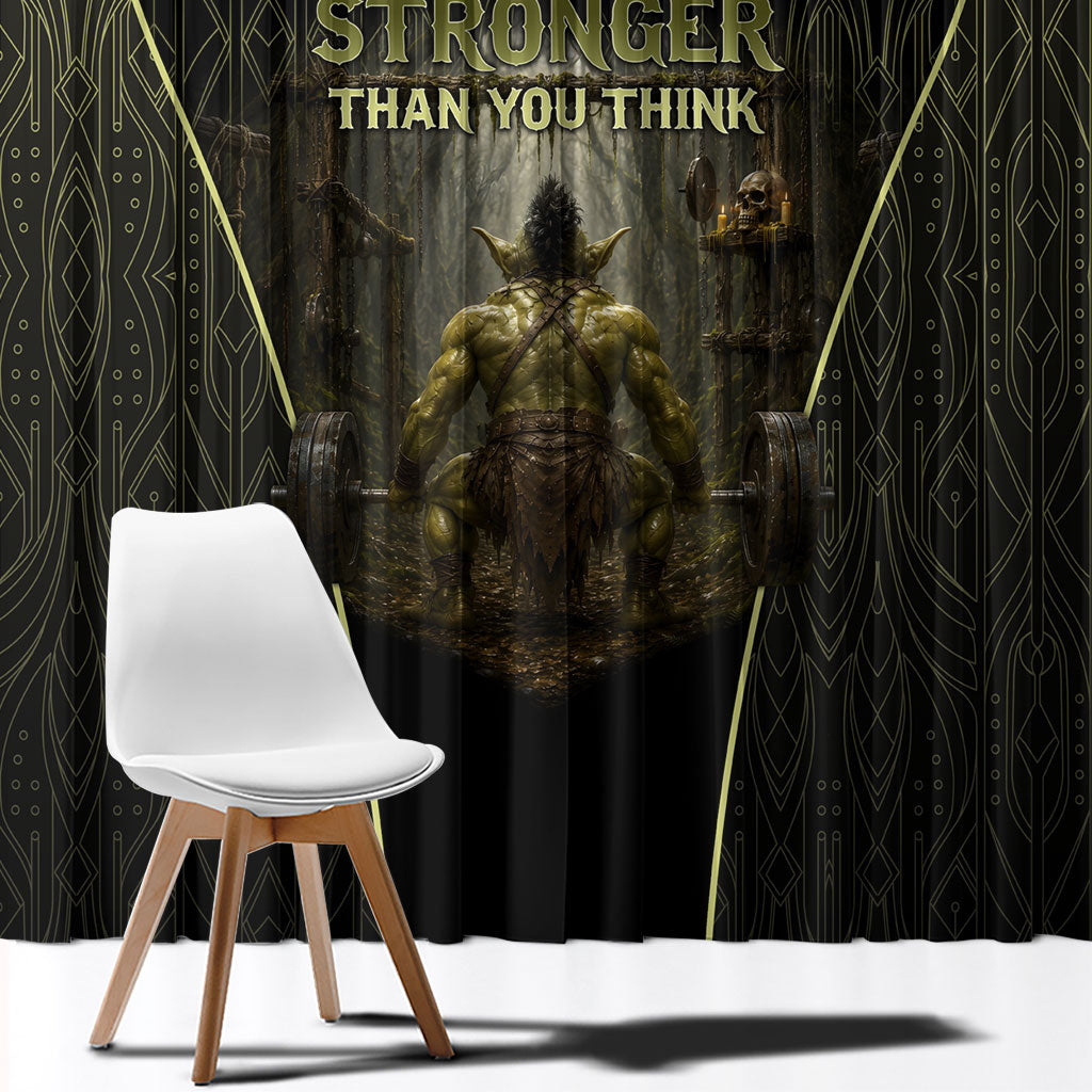 Personalized Muscular Goblin Weightlifting Window Curtain Pain For Growth Dark Fantasy Gym Graphic