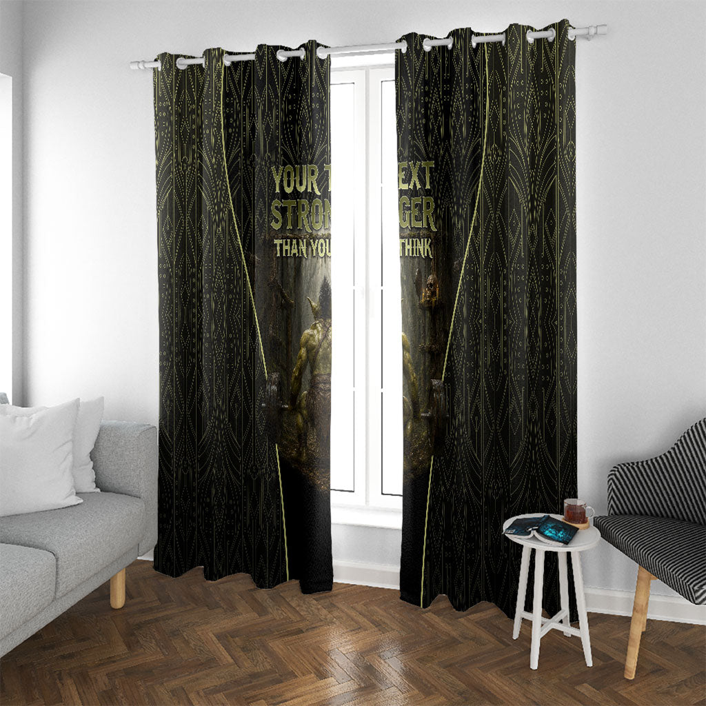 Personalized Muscular Goblin Weightlifting Window Curtain Pain For Growth Dark Fantasy Gym Graphic
