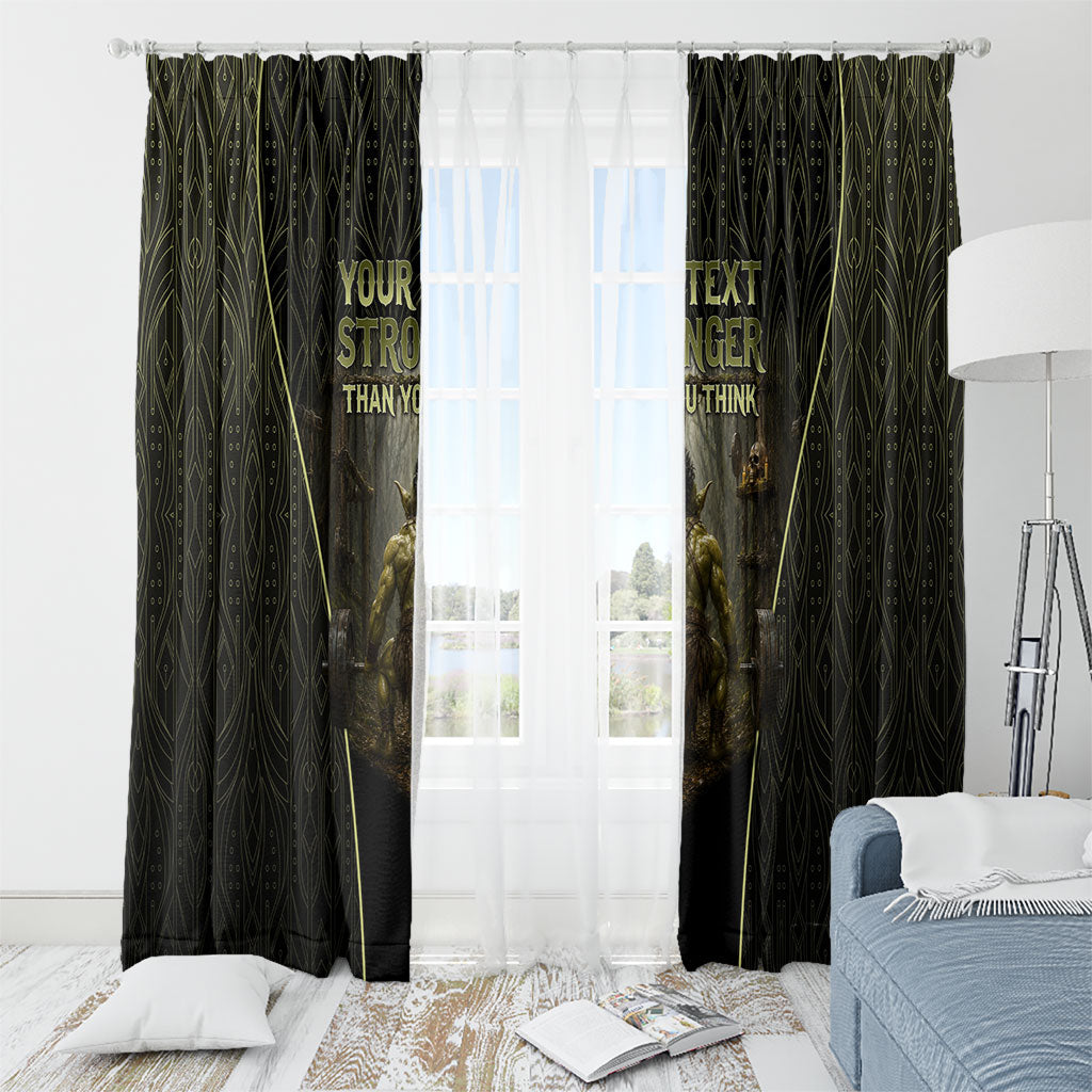 Personalized Muscular Goblin Weightlifting Window Curtain Pain For Growth Dark Fantasy Gym Graphic
