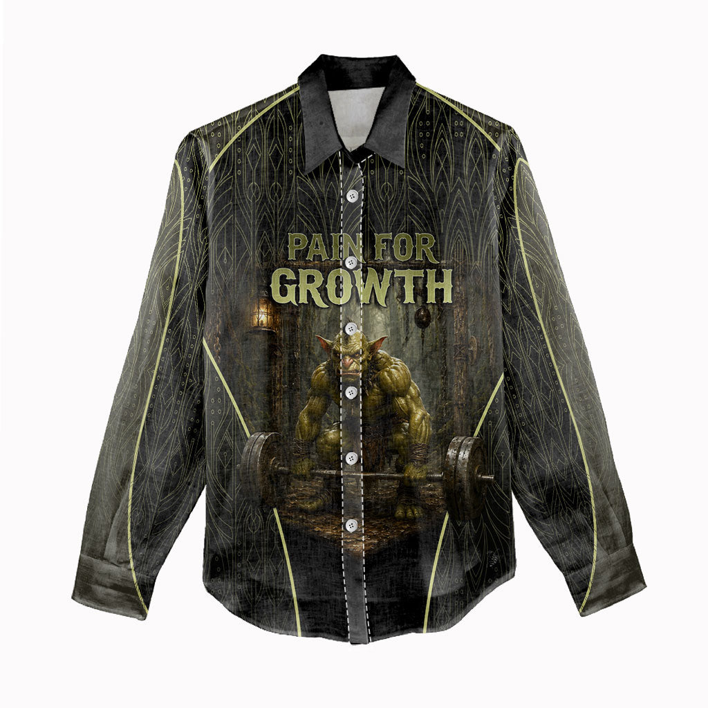 Personalized Muscular Goblin Weightlifting Women Casual Shirt Pain For Growth Dark Fantasy Gym Graphic