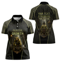 Personalized Muscular Goblin Weightlifting Women Polo Shirt Pain For Growth Dark Fantasy Gym Graphic