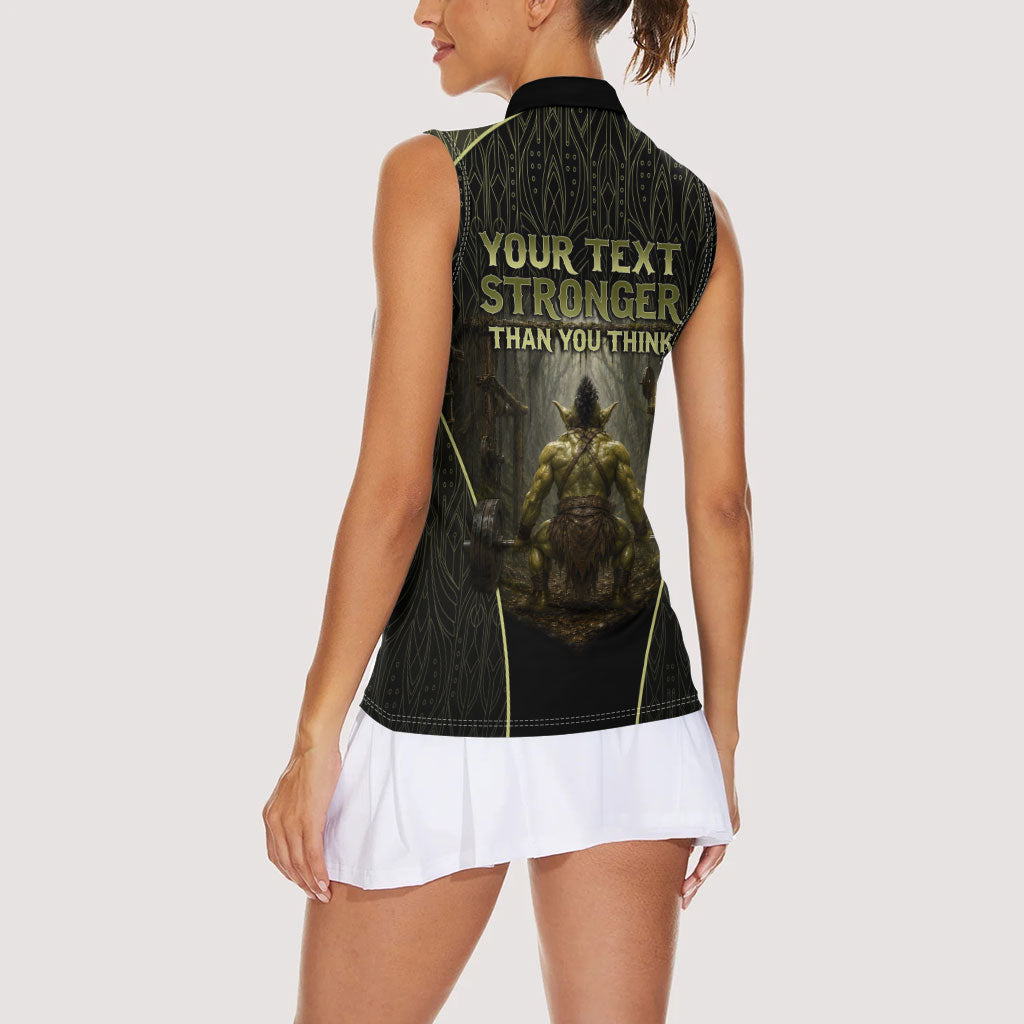 Personalized Muscular Goblin Weightlifting Women Sleeveless Polo Shirt Pain For Growth Dark Fantasy Gym Graphic
