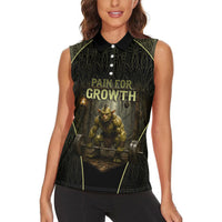 Personalized Muscular Goblin Weightlifting Women Sleeveless Polo Shirt Pain For Growth Dark Fantasy Gym Graphic