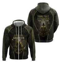 Personalized Muscular Goblin Weightlifting Zip Hoodie Pain For Growth Dark Fantasy Gym Graphic