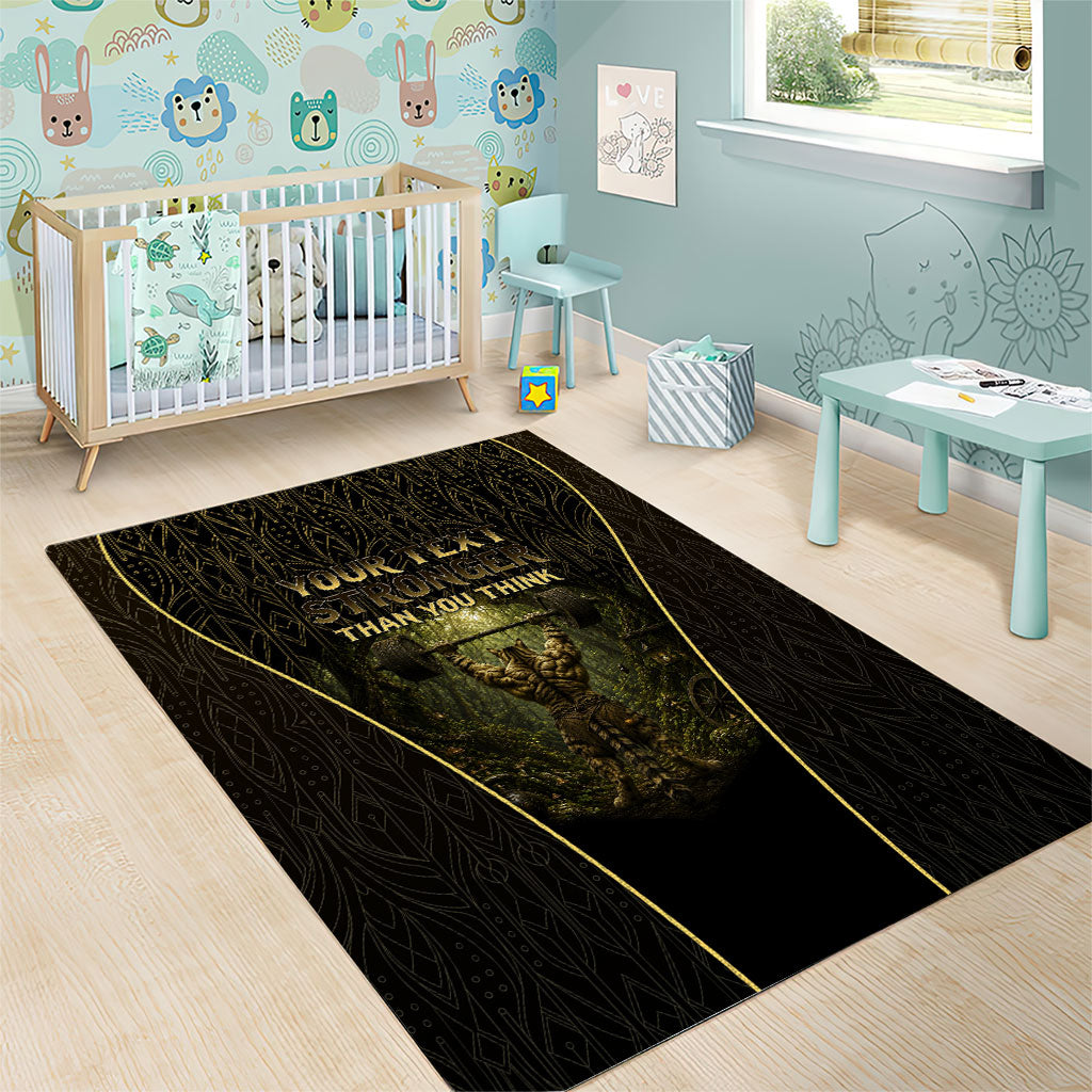 Personalized Muscular Cat Weightlifting Area Rug Pain For Growth Dark Fantasy Gym Graphic