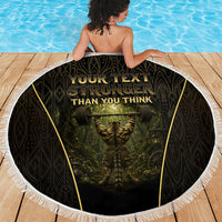Personalized Muscular Cat Weightlifting Beach Blanket Pain For Growth Dark Fantasy Gym Graphic