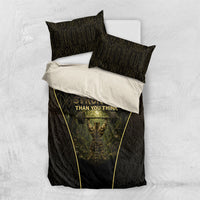 Personalized Muscular Cat Weightlifting Bedding Set Pain For Growth Dark Fantasy Gym Graphic