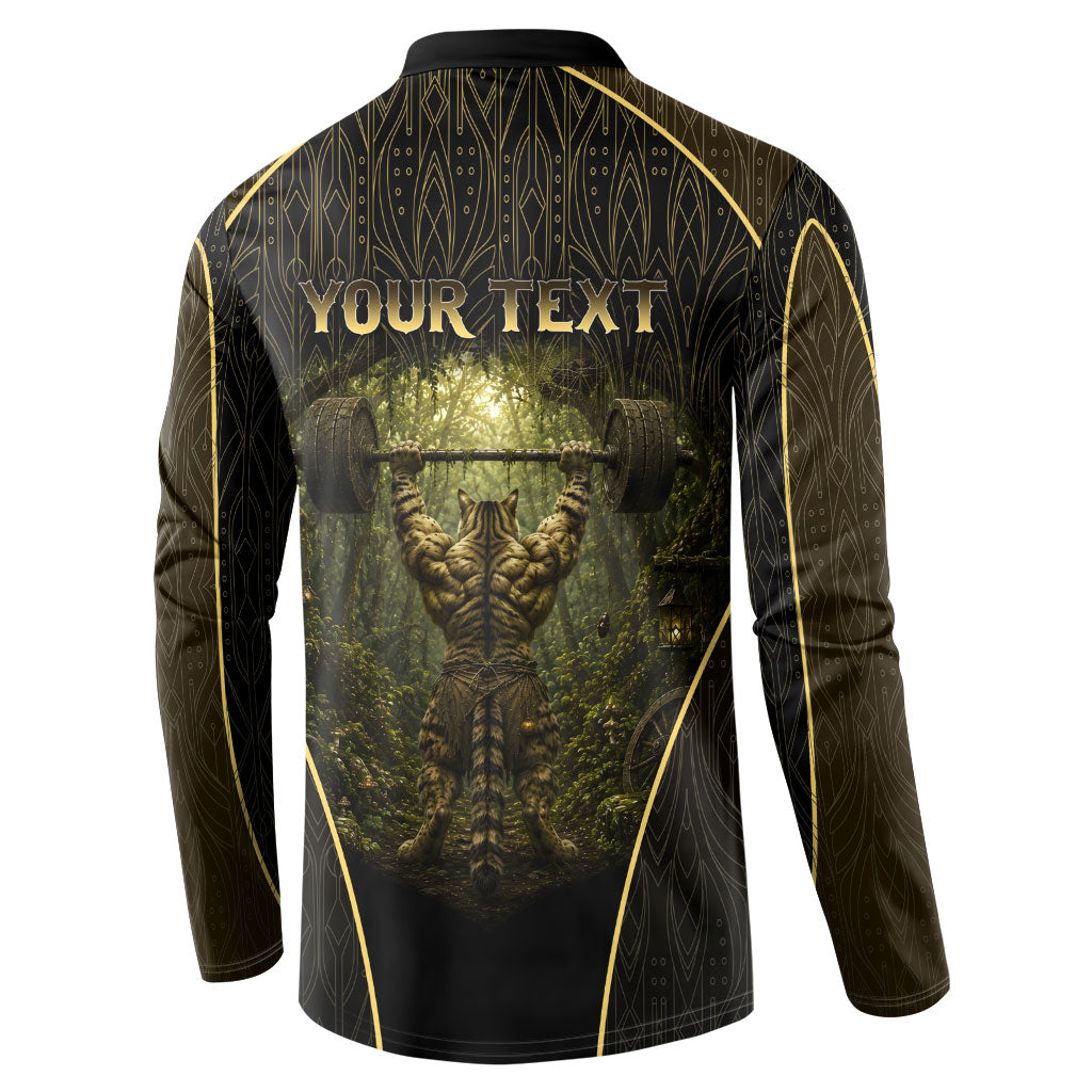 Personalized Muscular Cat Weightlifting Button Sweatshirt Pain For Growth Dark Fantasy Gym Graphic