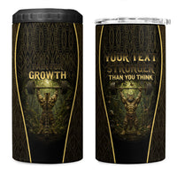Personalized Muscular Cat Weightlifting 4 in 1 Can Cooler Tumbler Pain For Growth Dark Fantasy Gym Graphic