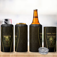 Personalized Muscular Cat Weightlifting 4 in 1 Can Cooler Tumbler Pain For Growth Dark Fantasy Gym Graphic