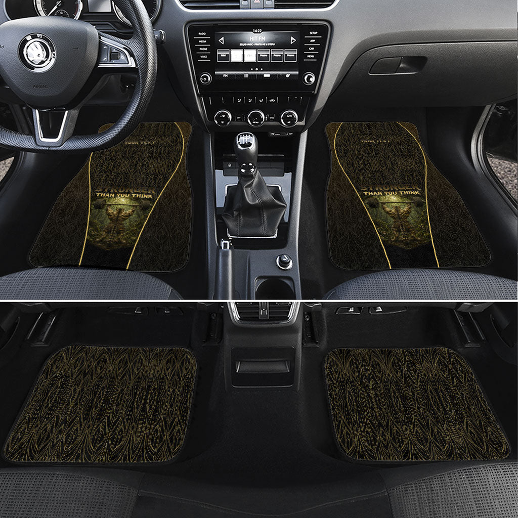Personalized Muscular Cat Weightlifting Car Mats Pain For Growth Dark Fantasy Gym Graphic