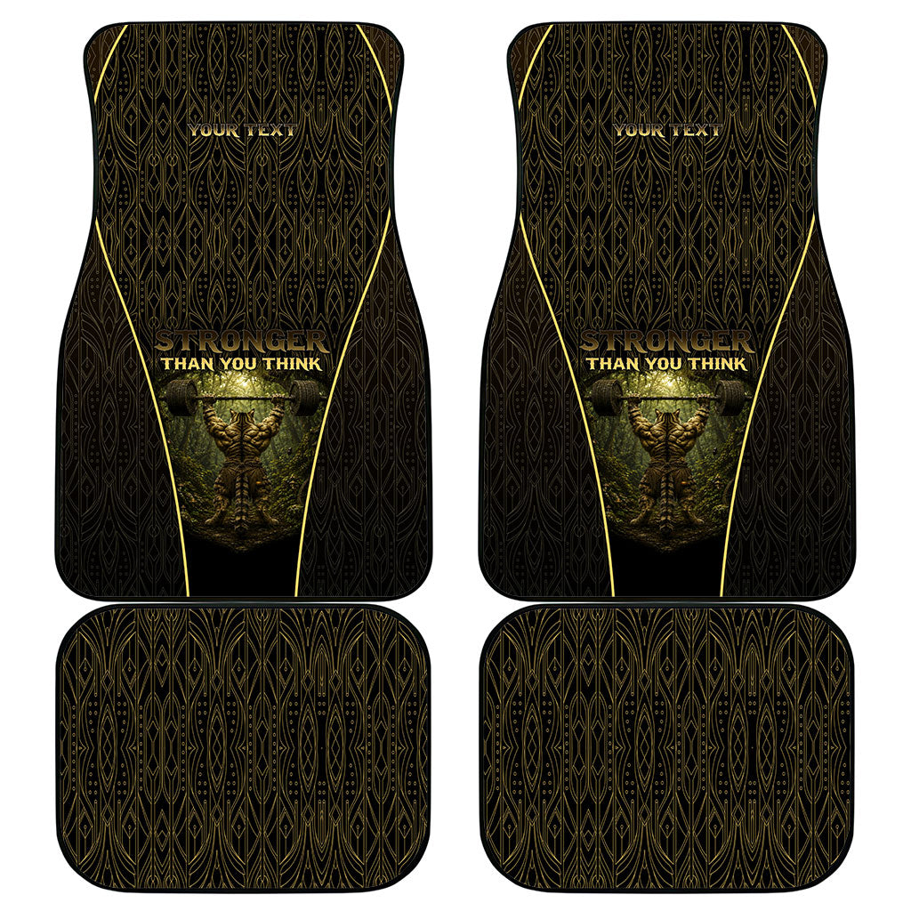 Personalized Muscular Cat Weightlifting Car Mats Pain For Growth Dark Fantasy Gym Graphic