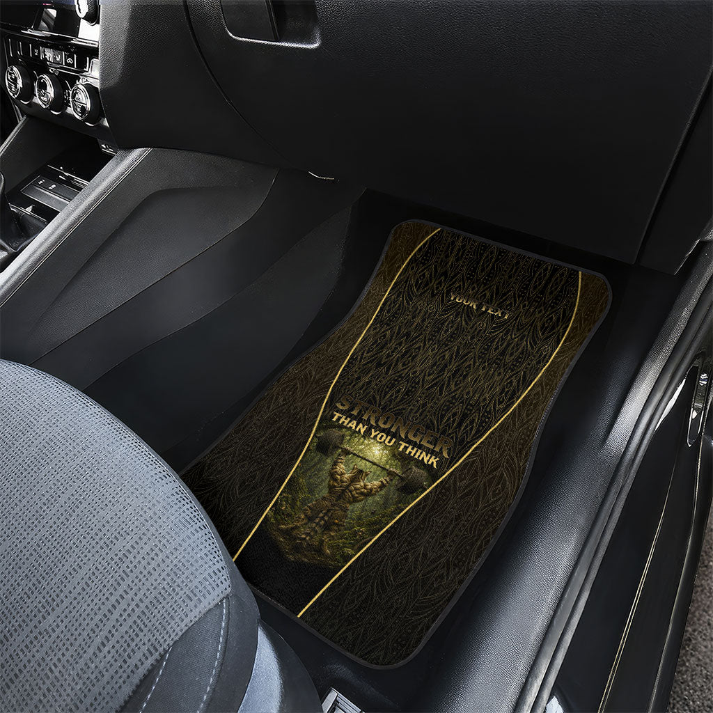 Personalized Muscular Cat Weightlifting Car Mats Pain For Growth Dark Fantasy Gym Graphic