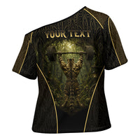 Personalized Muscular Cat Weightlifting Cross Shoulder Shirt Pain For Growth Dark Fantasy Gym Graphic
