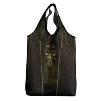 Personalized Muscular Cat Weightlifting Grocery Bag Pain For Growth Dark Fantasy Gym Graphic