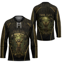 Personalized Muscular Cat Weightlifting Hockey Jersey Pain For Growth Dark Fantasy Gym Graphic