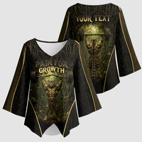 Personalized Muscular Cat Weightlifting Kimono Sleeve Blouse Pain For Growth Dark Fantasy Gym Graphic